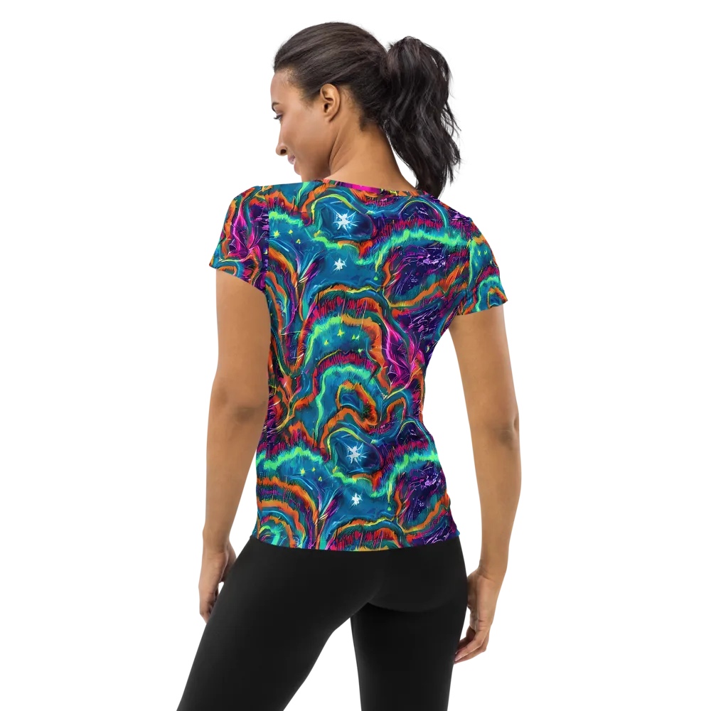 Dreamwave Bloom on Women's Athletic T-Shirt — Back
