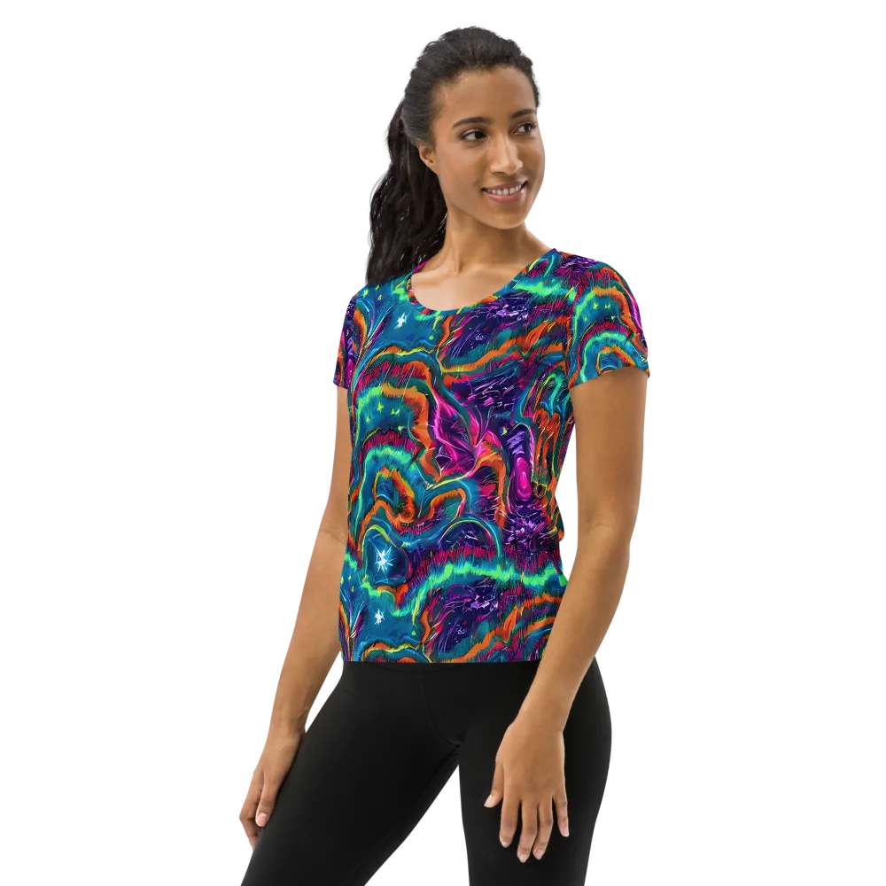 Dreamwave Bloom on Women's Athletic T-Shirt — Left