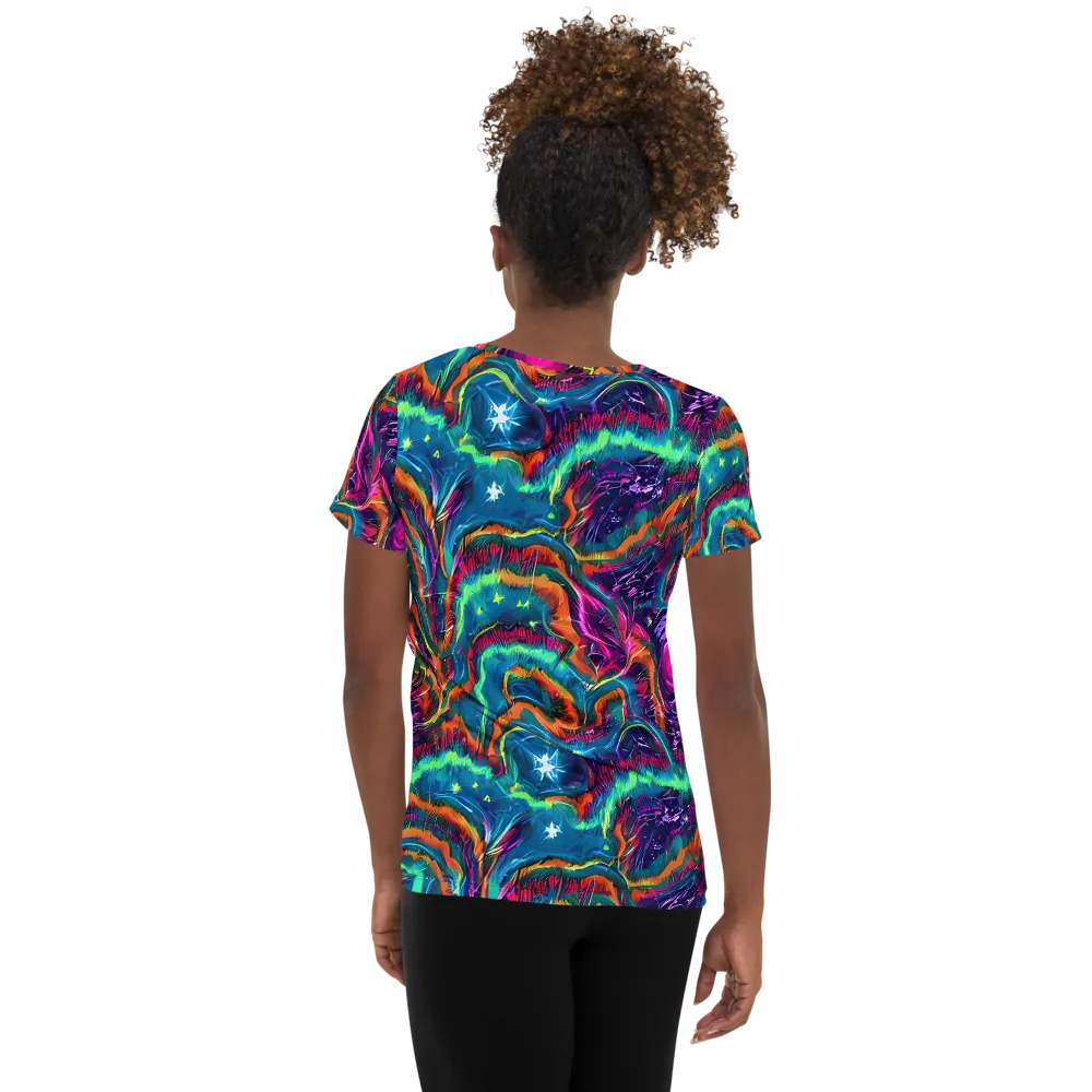 Dreamwave Bloom on Women's Athletic T-Shirt — Back