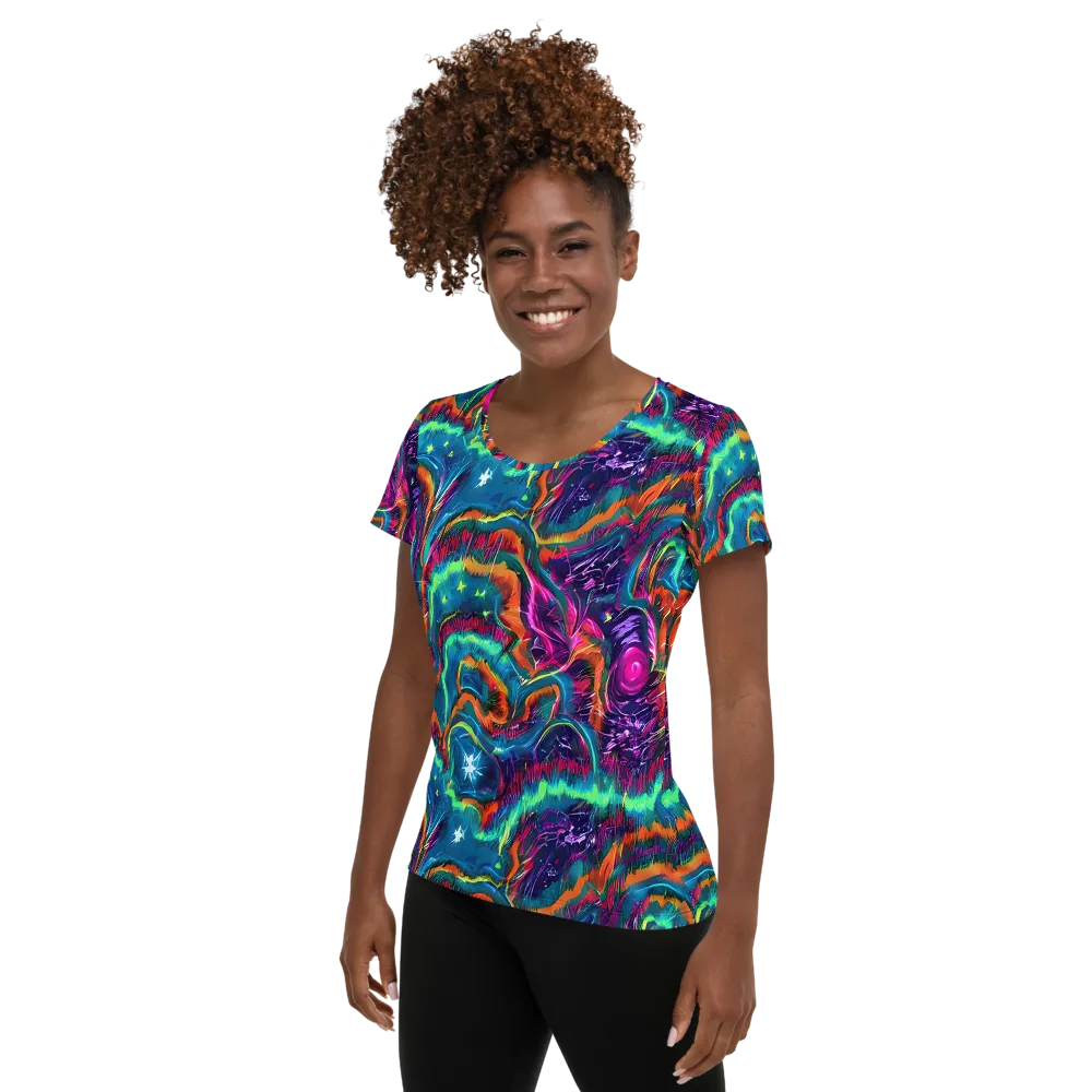 Dreamwave Bloom on Women's Athletic T-Shirt — Left