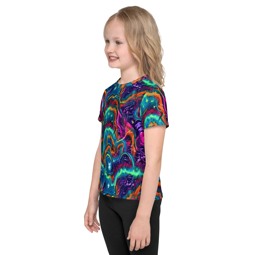 Dreamwave Bloom on Kids Crew Neck T-Shirt — Left