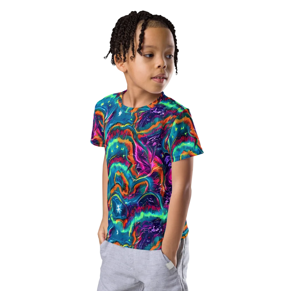 Dreamwave Bloom on Kids Crew Neck T-Shirt — Left Front