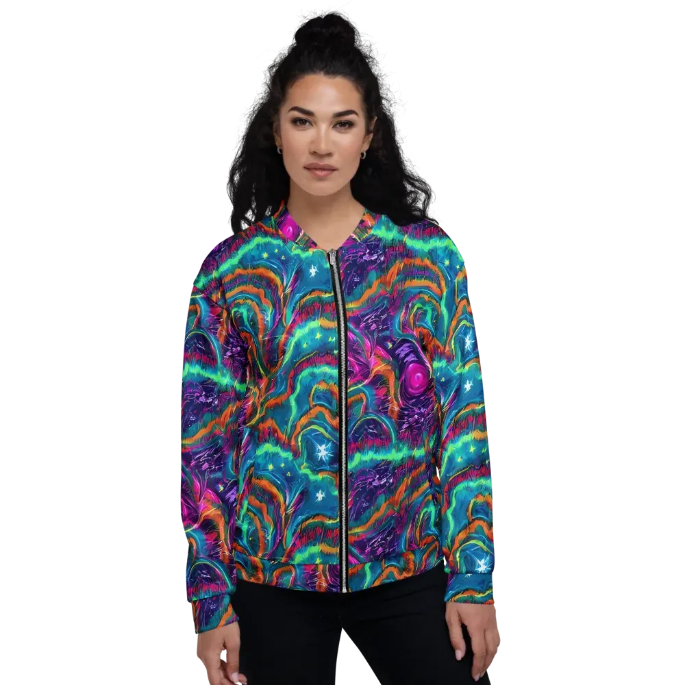 Dreamwave Bloom on Bomber Jacket — Front