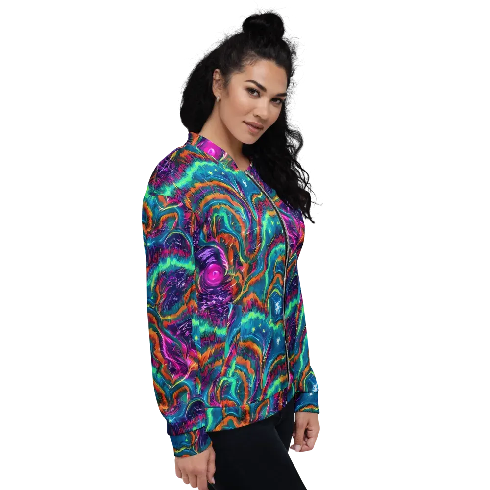 Dreamwave Bloom on Bomber Jacket — Right