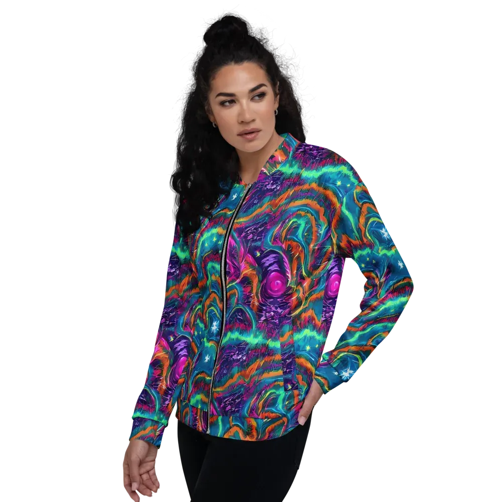 Dreamwave Bloom on Bomber Jacket — Left
