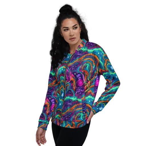 Dreamwave Bloom on a Bomber Jacket
