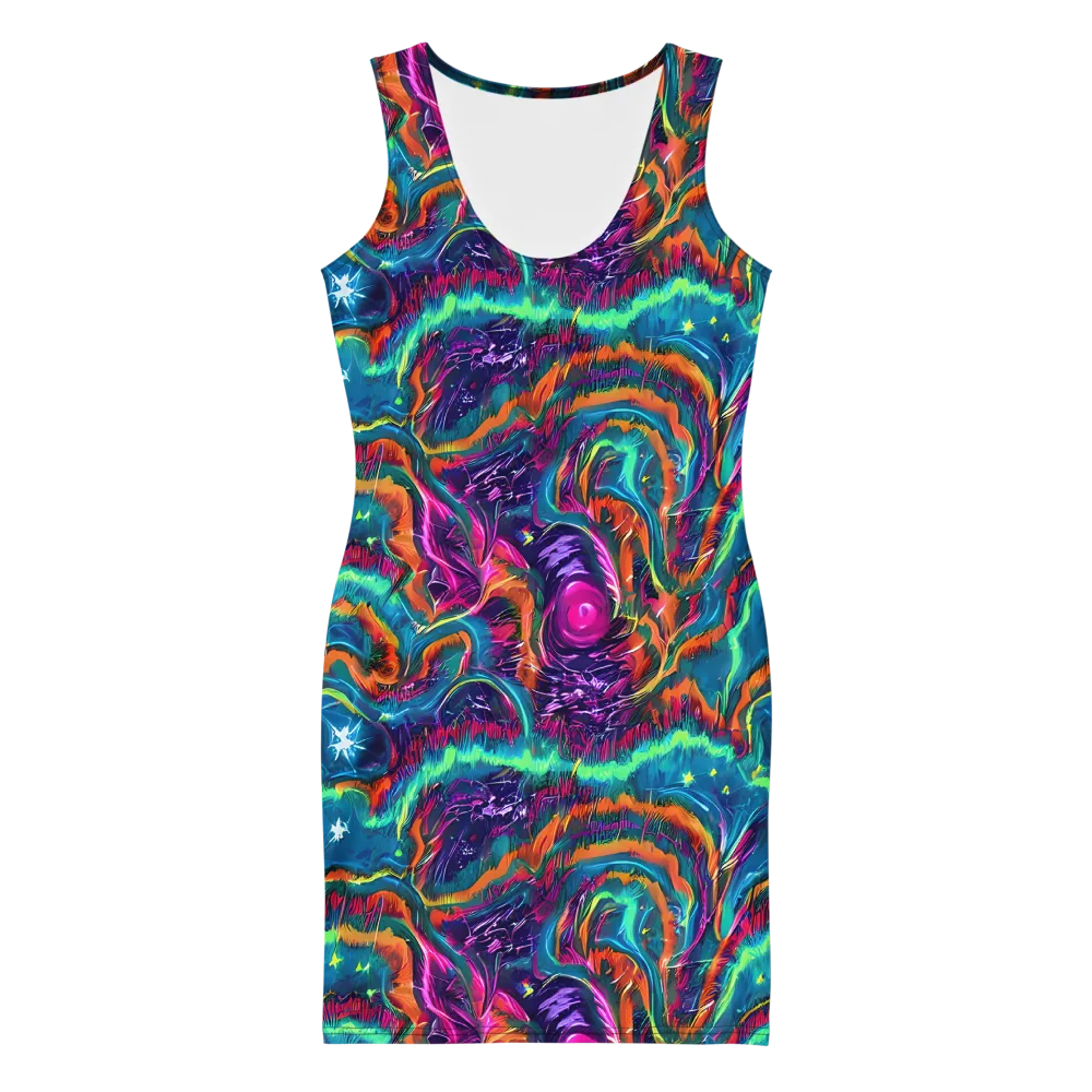 Dreamwave Bloom on Bodycon Dress — Front