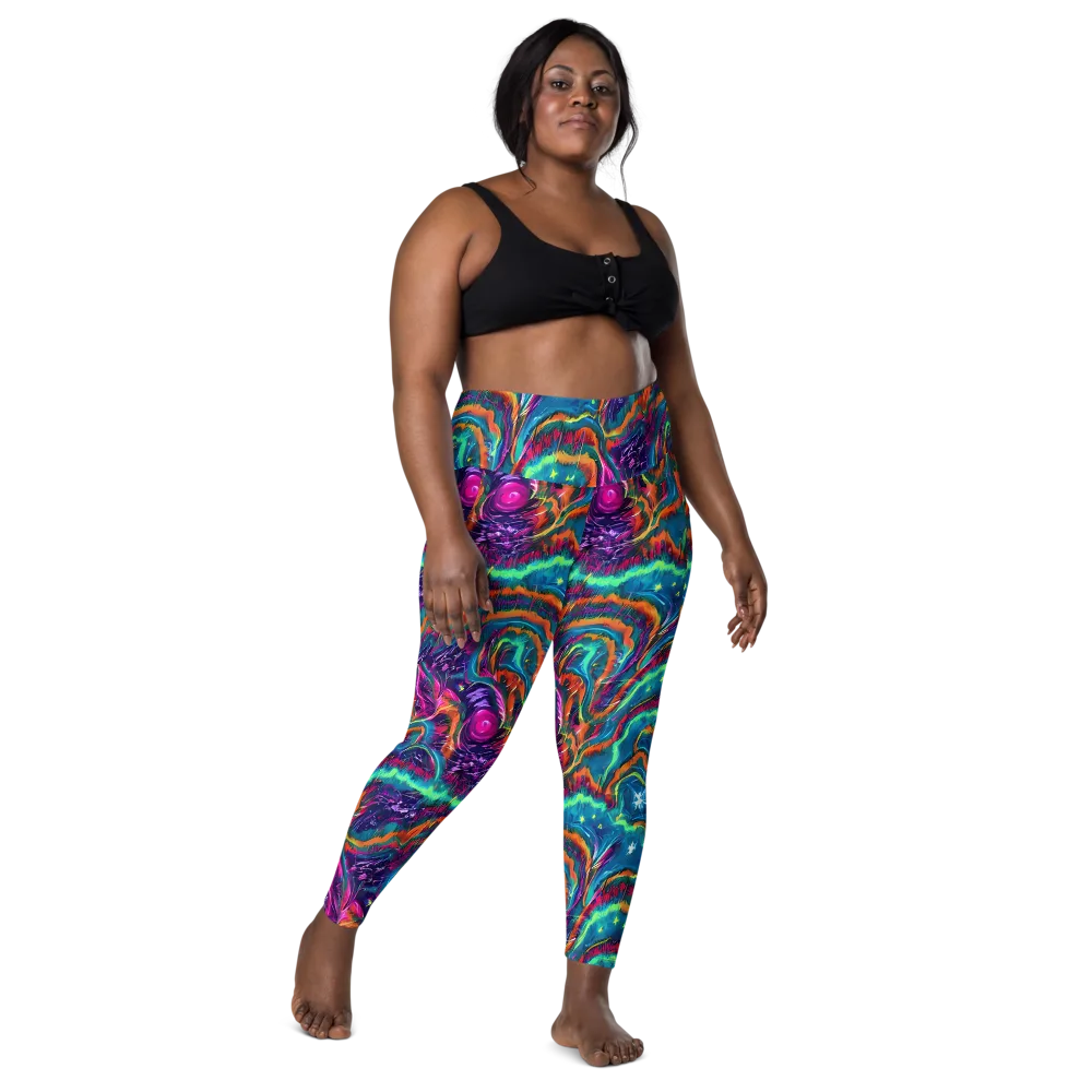 Dreamwave Bloom on Leggings with Pockets — Front