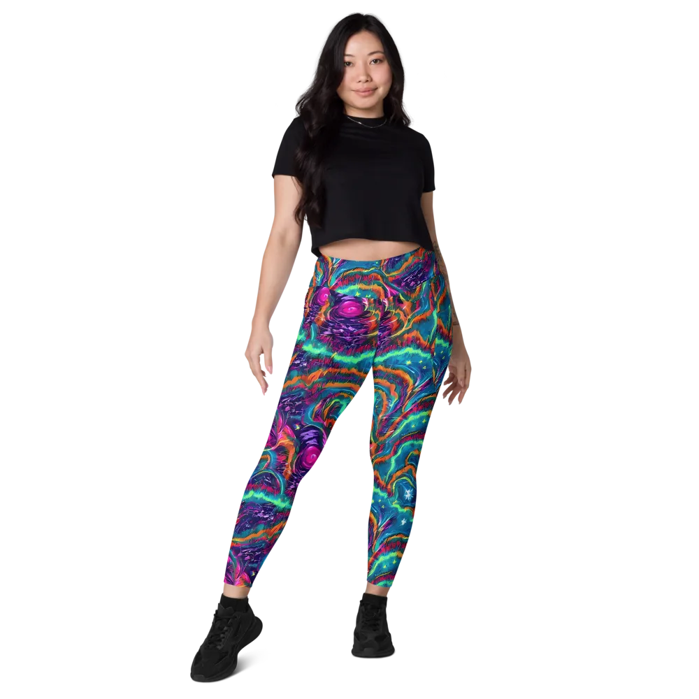 Dreamwave Bloom on Leggings with Pockets — Front