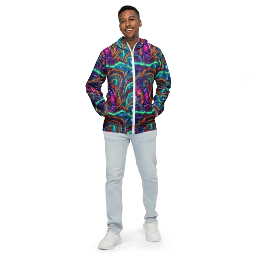 Dreamwave Bloom on a Men's Windbreaker