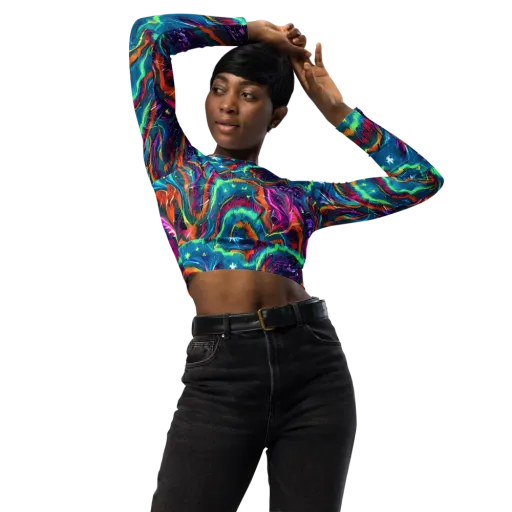 Dreamwave Bloom on a Long Sleeve Crop Top