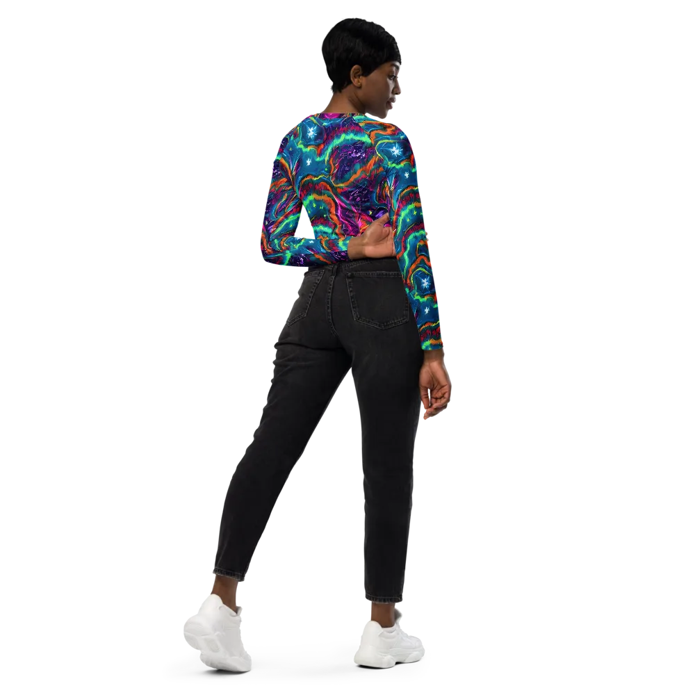 Dreamwave Bloom on Long Sleeve Crop Top — Right Back