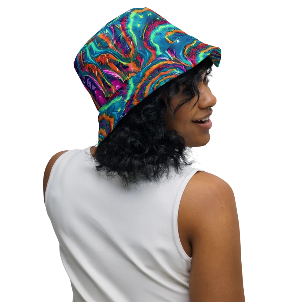 Dreamwave Bloom on Reversible Bucket Hat — Right Outside