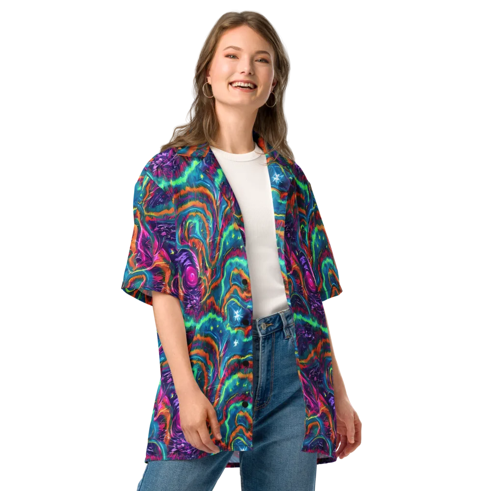 Dreamwave Bloom on Button Shirt — Front