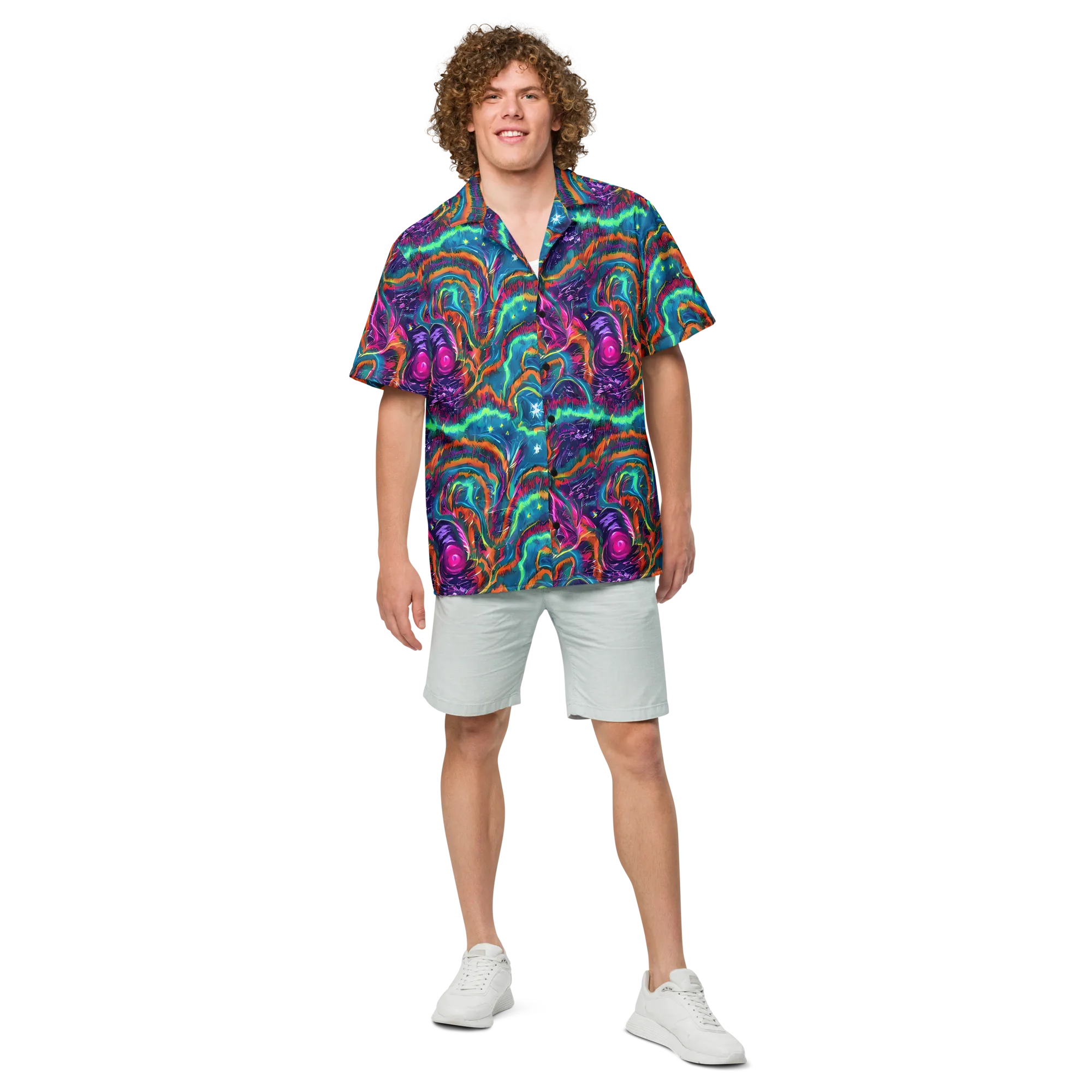 Dreamwave Bloom on Button Shirt — Front