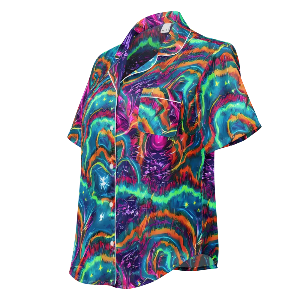 Dreamwave Bloom on Women's Short Sleeve Pajama Top — Left Front