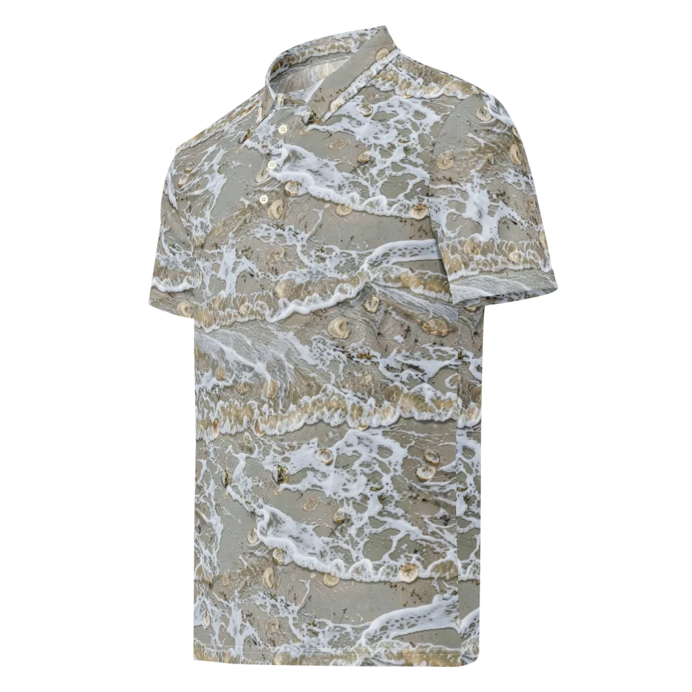 Tidal Shells on Men's Slim Fit Polo Shirt — Left Front