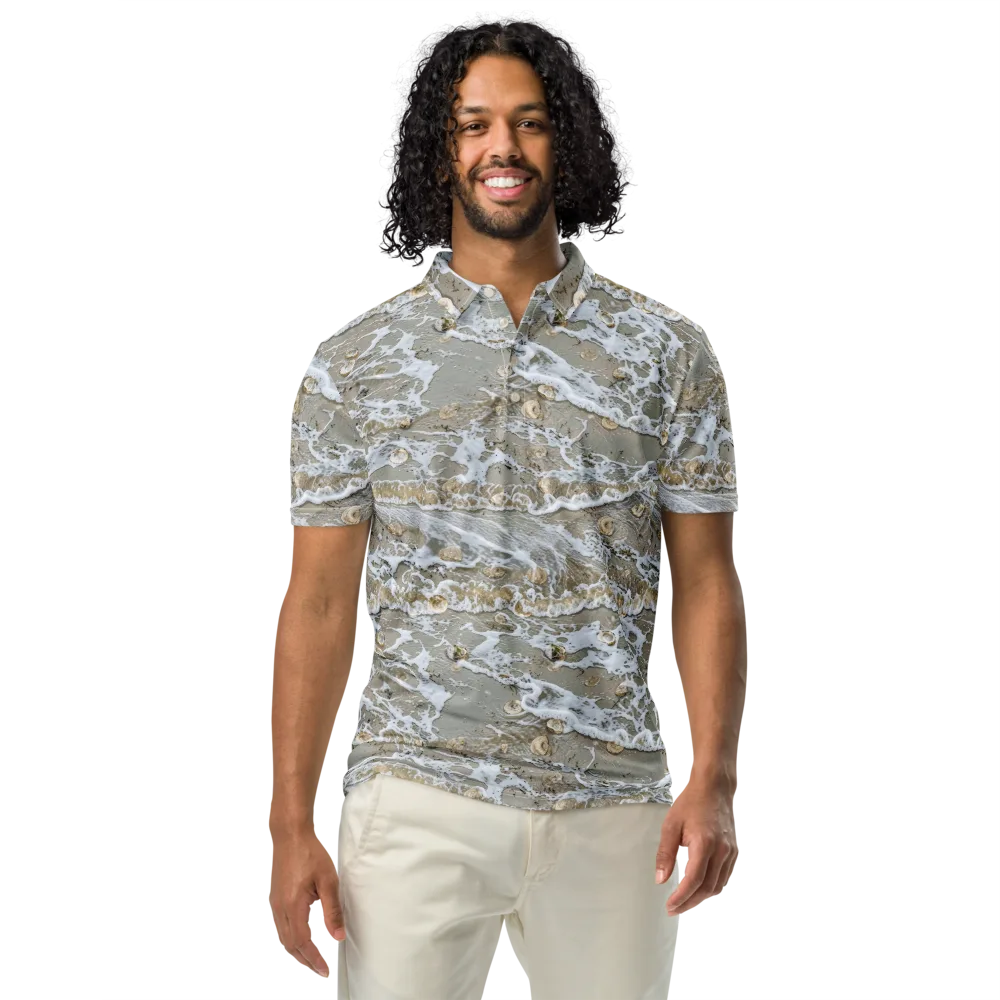 Tidal Shells on Men's Slim Fit Polo Shirt — Front