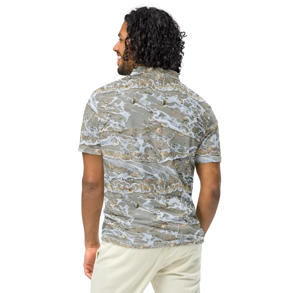 Tidal Shells on Men's Slim Fit Polo Shirt — Back