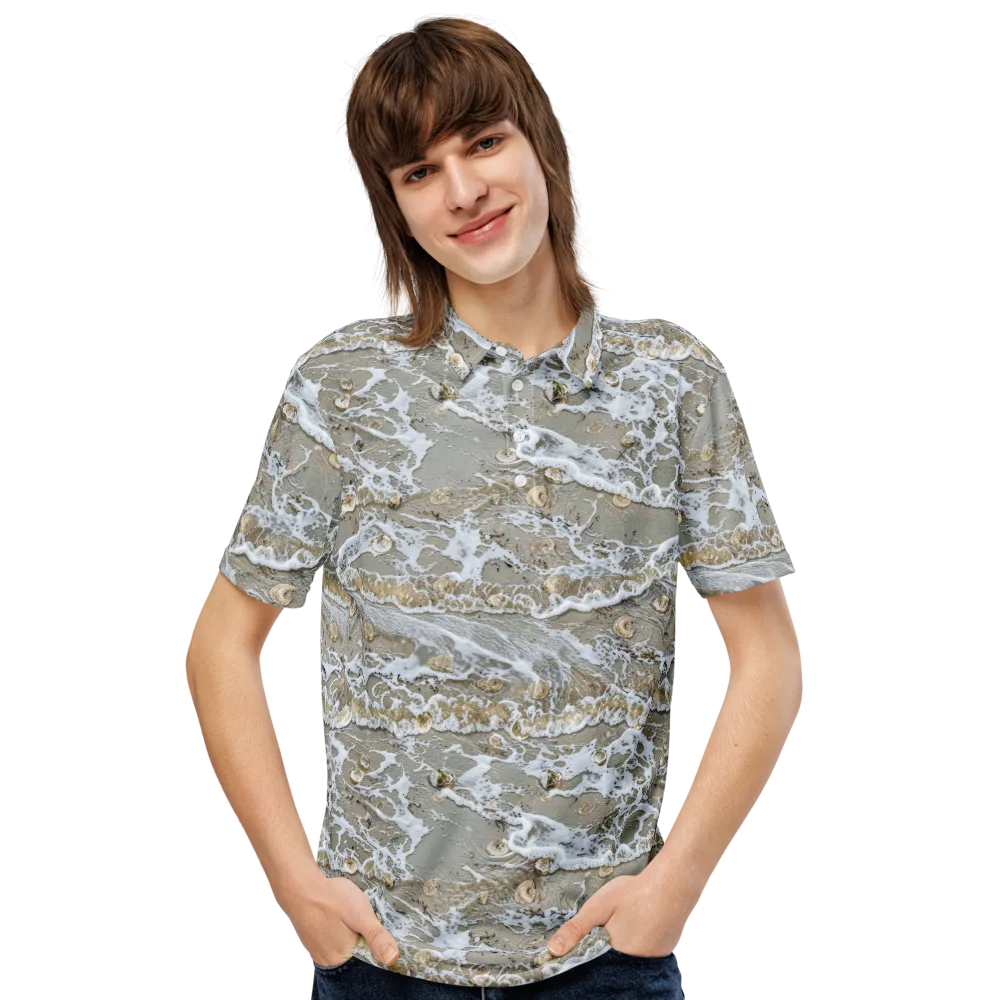 Tidal Shells on Men's Slim Fit Polo Shirt — Front