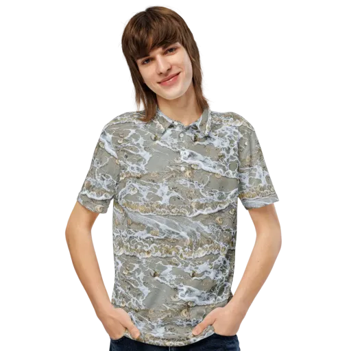 Tidal Shells on a Men's Slim Fit Polo Shirt