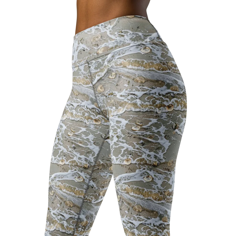 Tidal Shells on Yoga Leggings — Left Front
