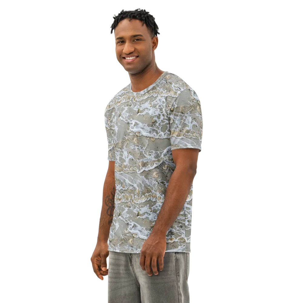 Tidal Shells on Men's Cotton Crew Neck T-Shirt — Left Front