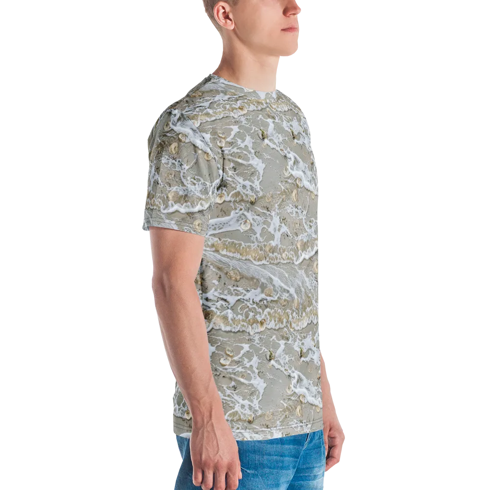 Tidal Shells on Men's Crew Neck T-Shirt — Right