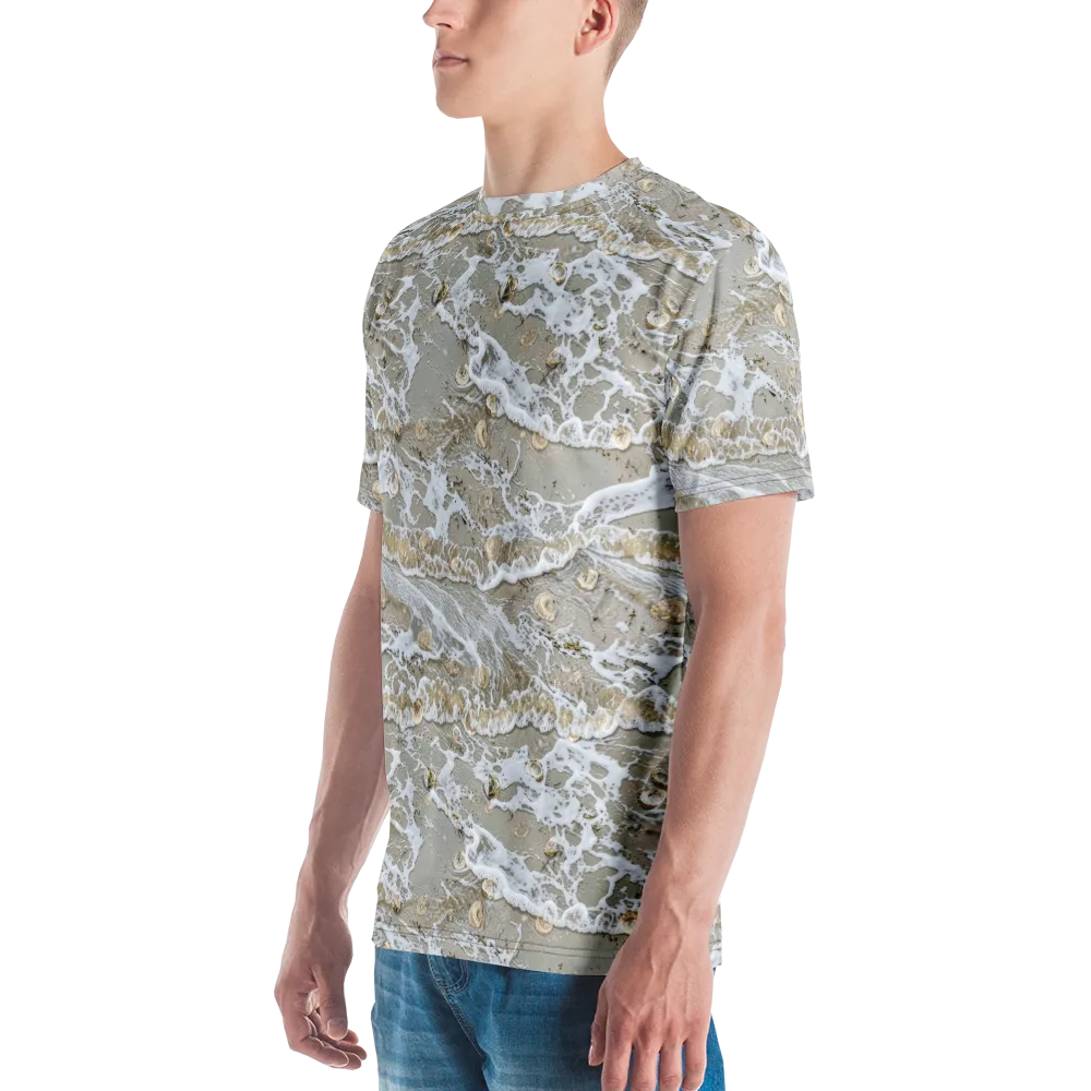 Tidal Shells on Men's Crew Neck T-Shirt — Left