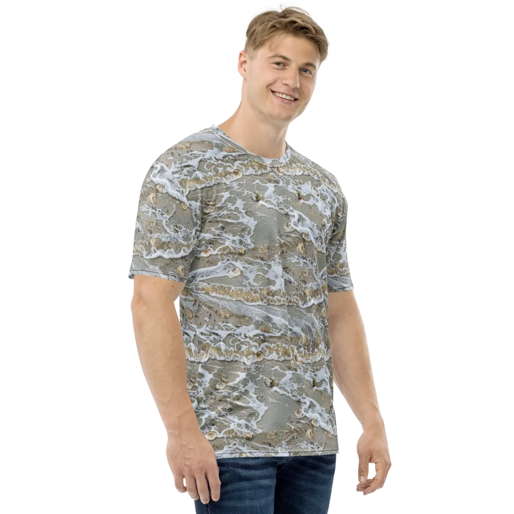 Tidal Shells on Men's Crew Neck T-Shirt — Right