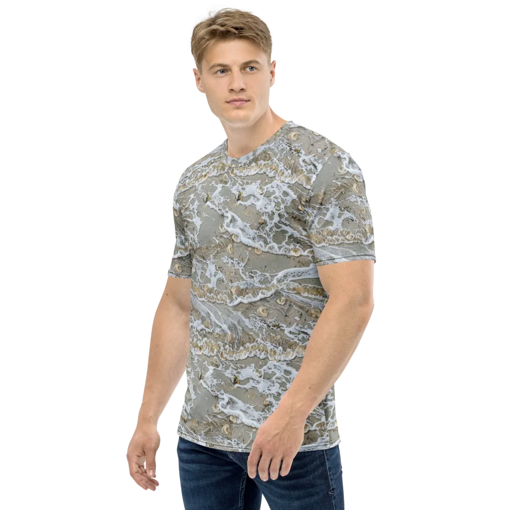 Tidal Shells on Men's Crew Neck T-Shirt — Left