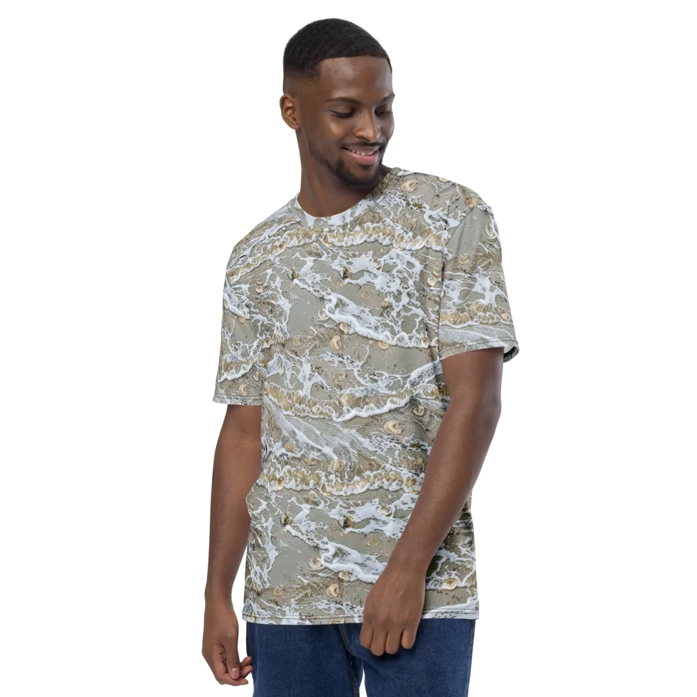Tidal Shells on Men's Crew Neck T-Shirt — Left