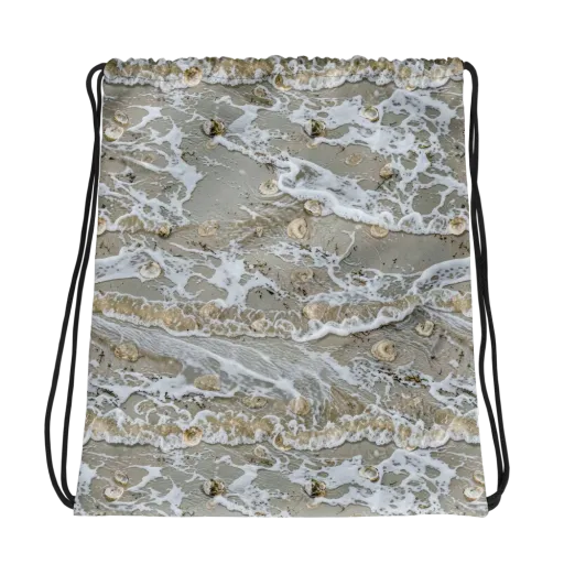 Tidal Shells on a Drawstring Bag