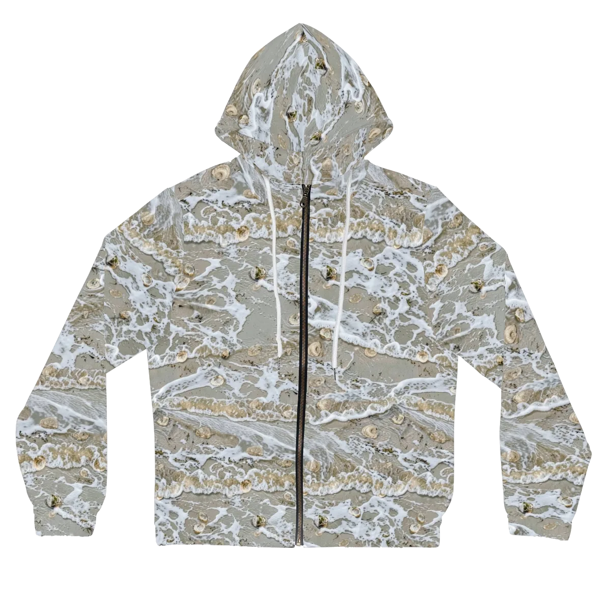 Tidal Shells on Women's Full-Zip Hoodie — Front