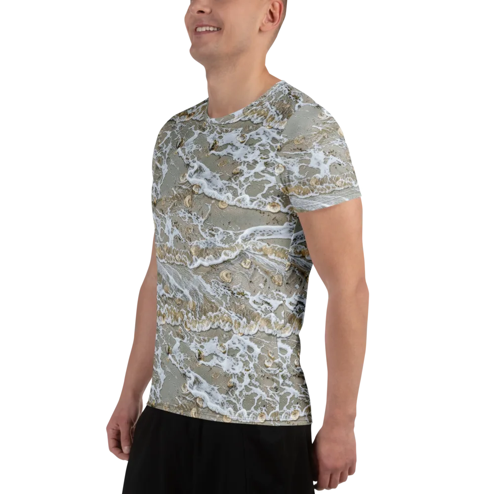 Tidal Shells on Men's Athletic T-Shirt — Left