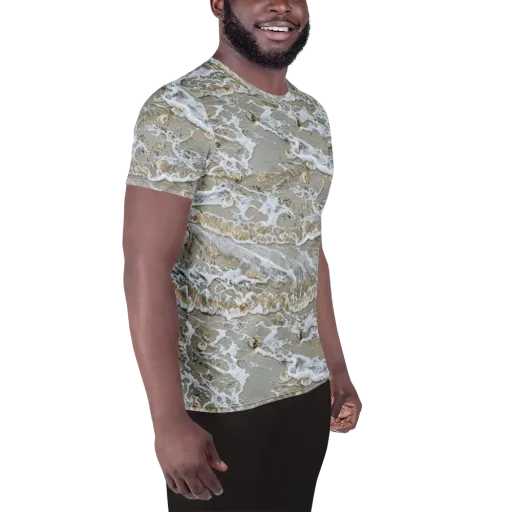 Tidal Shells on a Men's Athletic T-Shirt