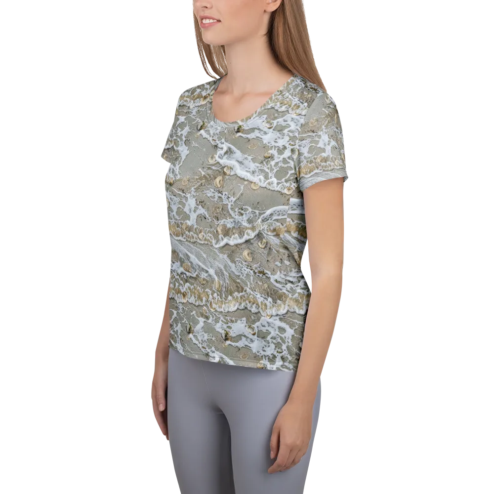 Tidal Shells on Women's Athletic T-Shirt — Left