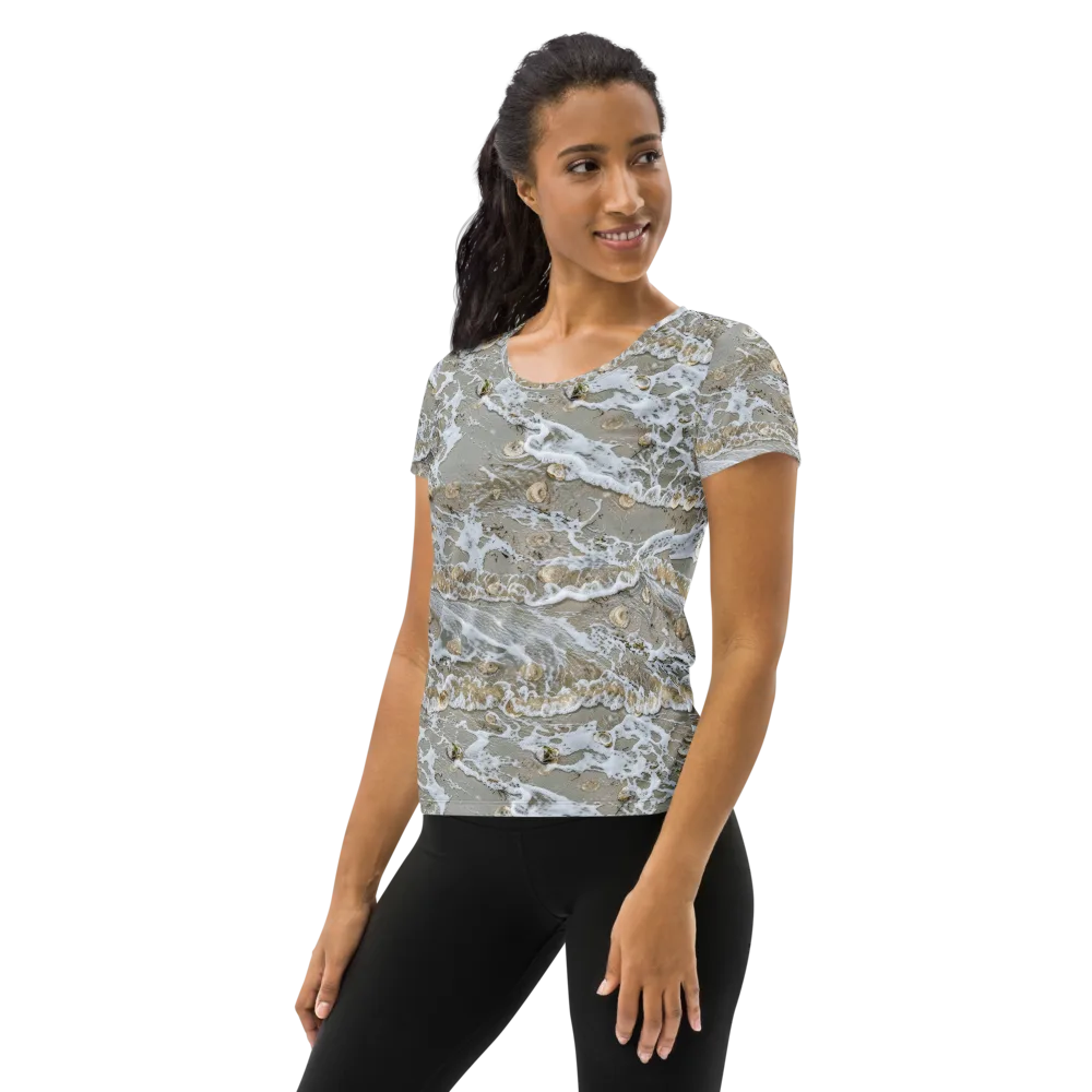Tidal Shells on Women's Athletic T-Shirt — Left