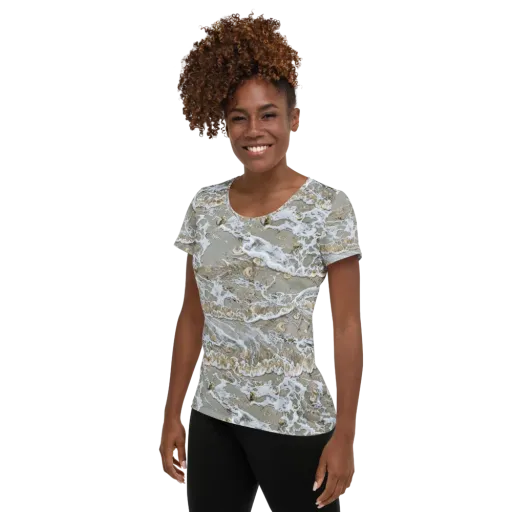 Tidal Shells on a Women's Athletic T-Shirt