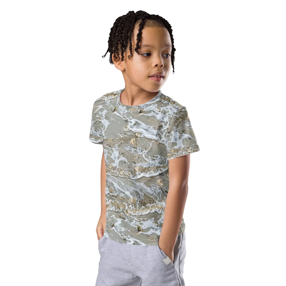 Tidal Shells on Kids Crew Neck T-Shirt — Left Front