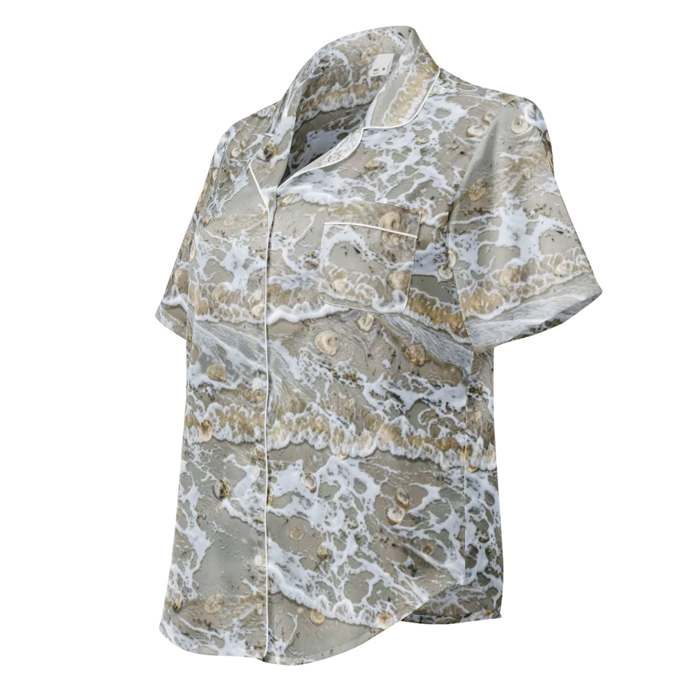 Tidal Shells on Women's Short Sleeve Pajama Top — Left Front