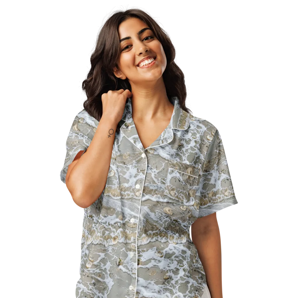 Tidal Shells on Women's Short Sleeve Pajama Top — Front