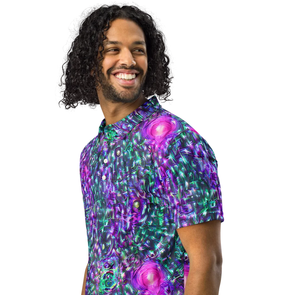 Hyperbloom on Men's Slim Fit Polo Shirt — Left Front