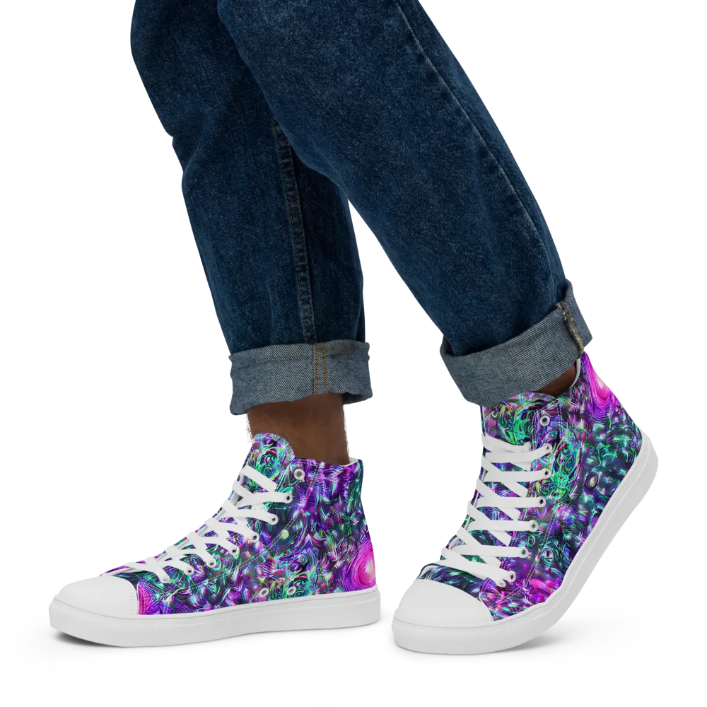 Hyperbloom on Men's High Top Canvas Shoes — Left