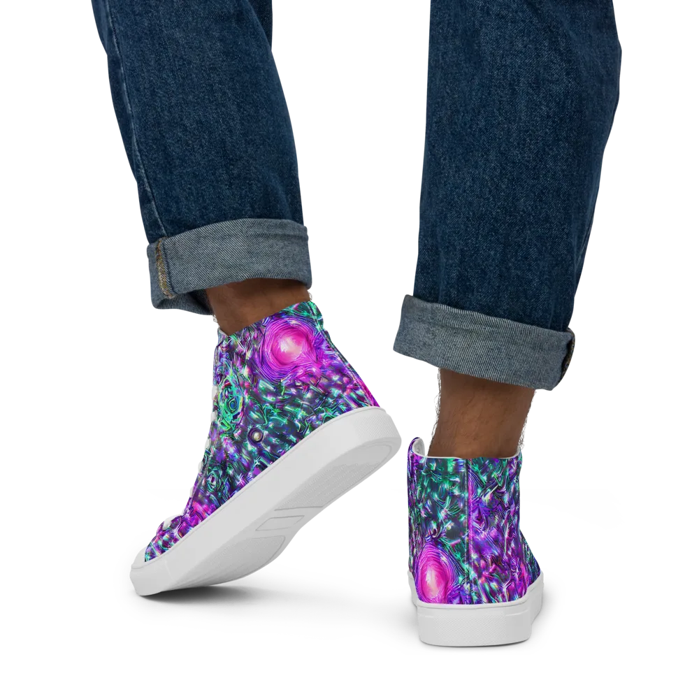 Hyperbloom on Men's High Top Canvas Shoes — Back