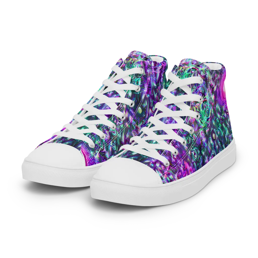 Hyperbloom on Women's High Top Canvas Shoes — Left Front