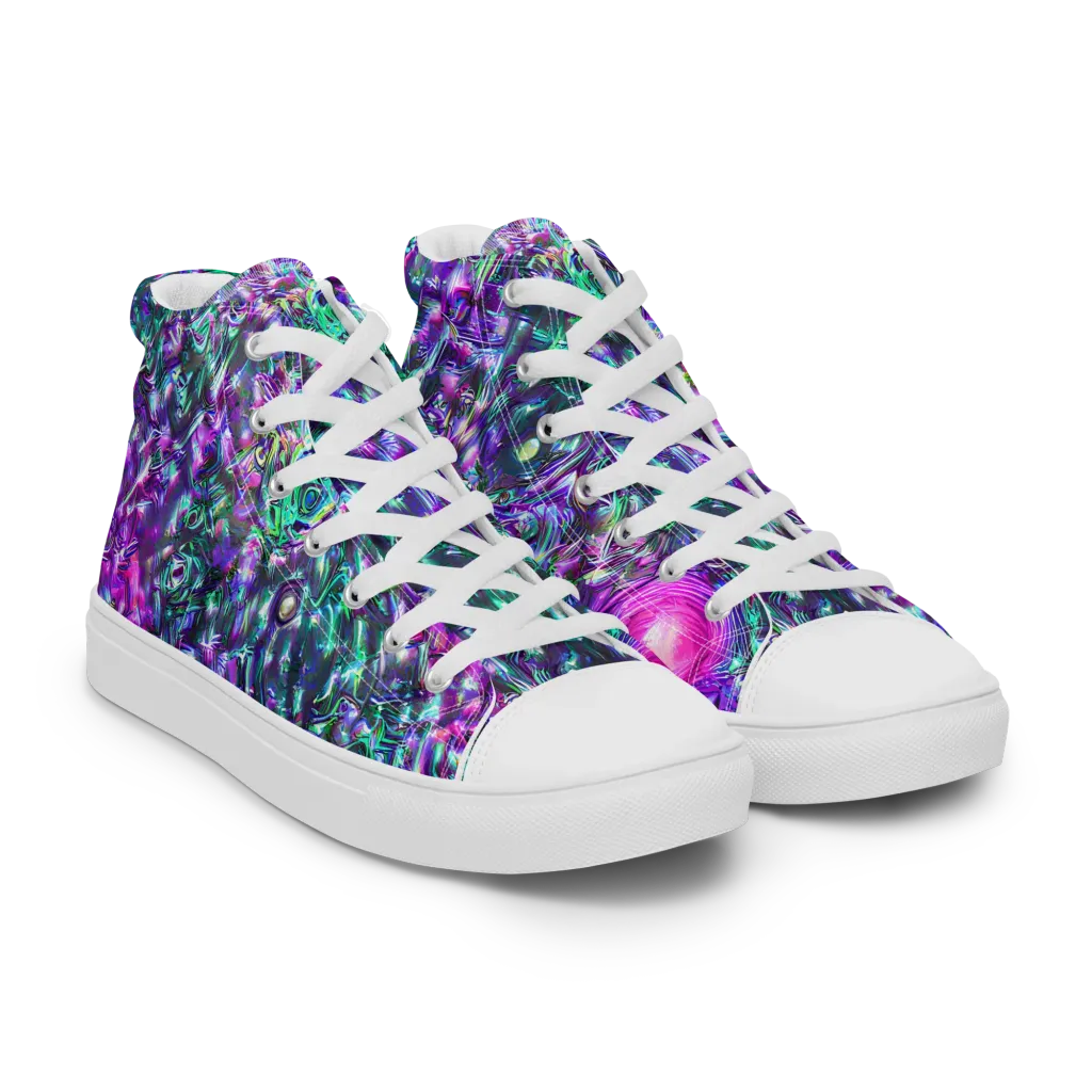 Hyperbloom on Women's High Top Canvas Shoes — Right Front