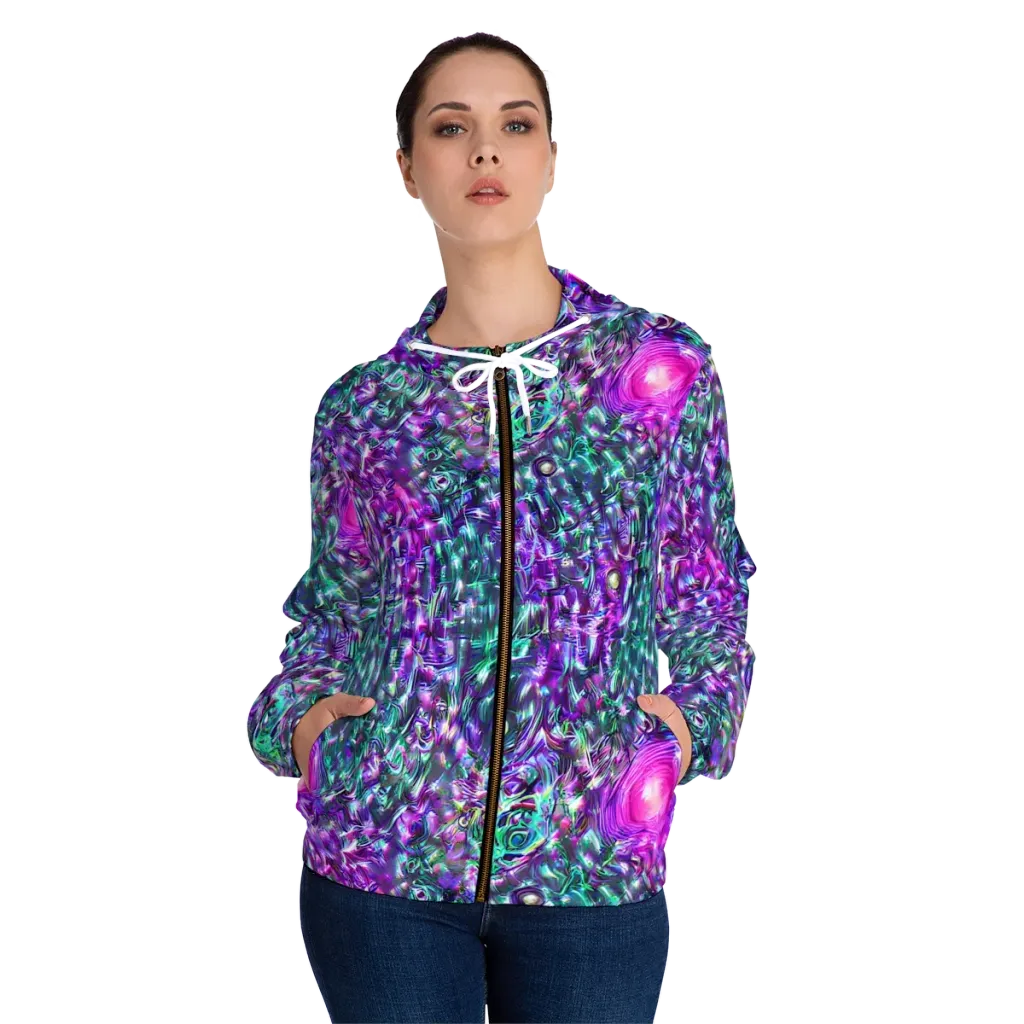 Hyperbloom on Women's Full-Zip Hoodie — Front On Person