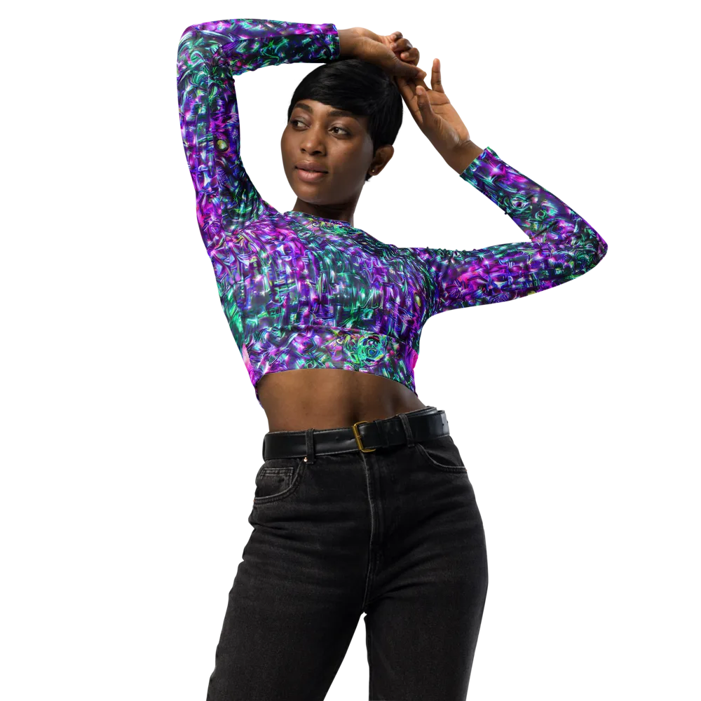 Hyperbloom on Long Sleeve Crop Top — Front