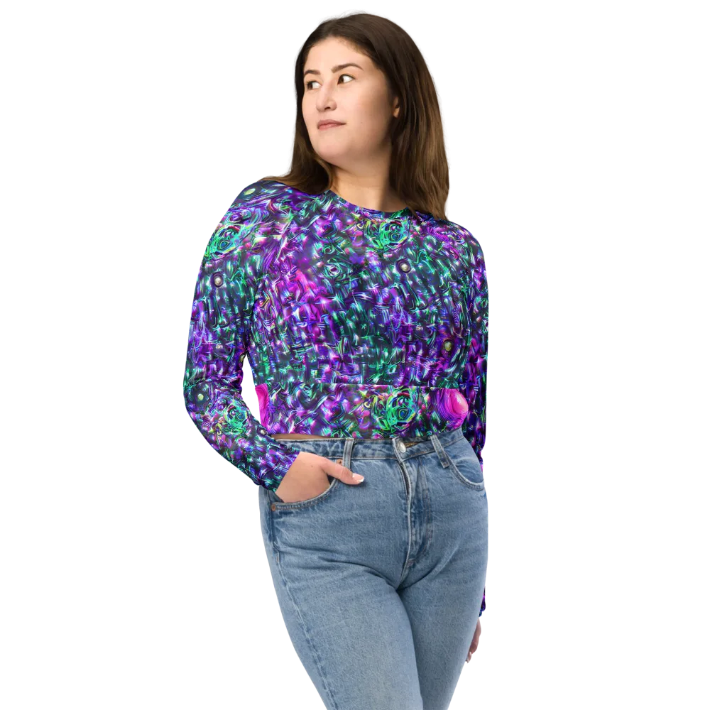 Hyperbloom on Long Sleeve Crop Top — Front
